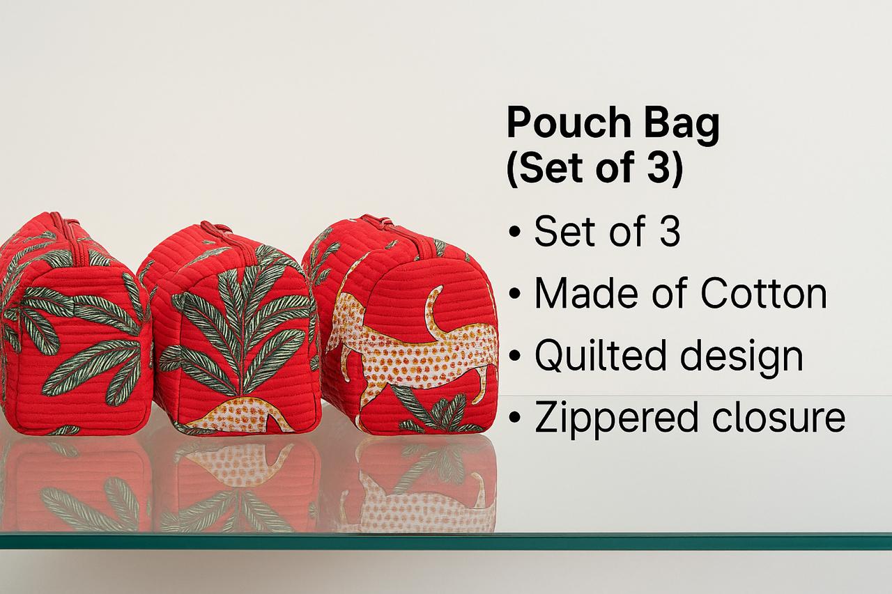 Laila red travel pouch set - Image 2
