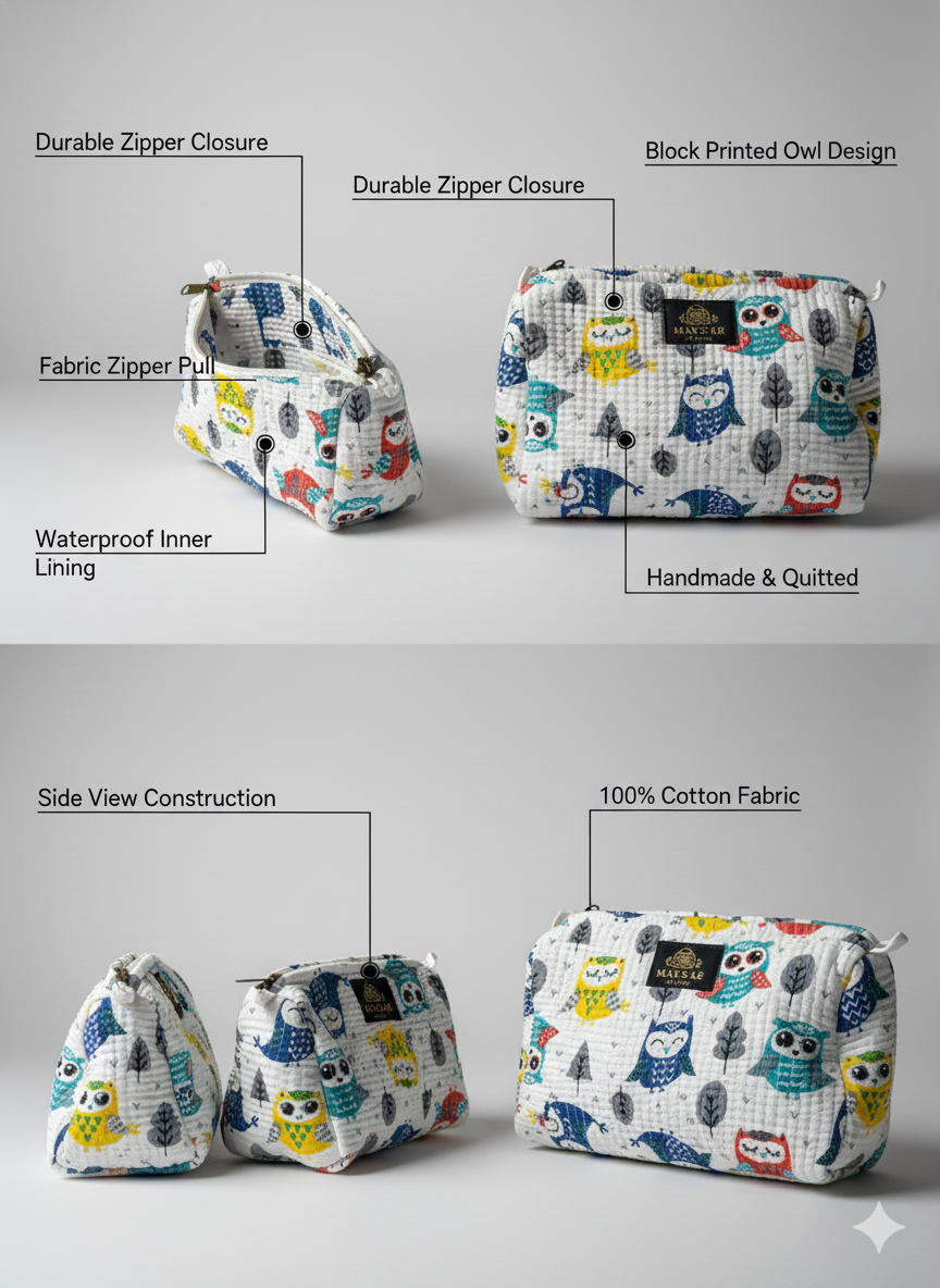 Colorful Owl Travel Pouch Set - Image 2